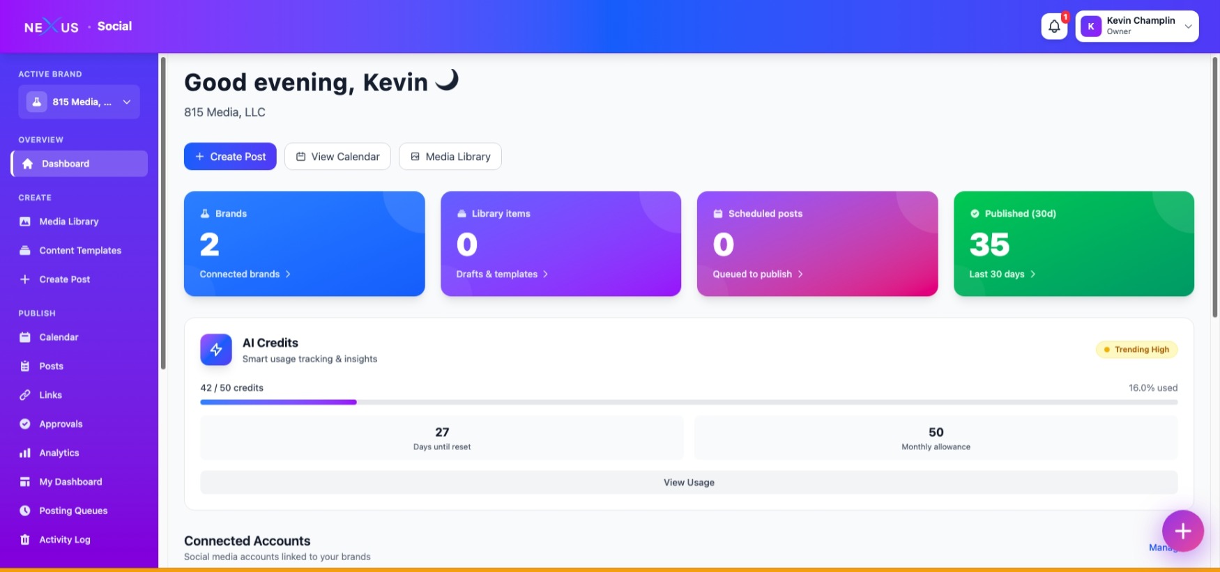 815 Nexus Social Dashboard